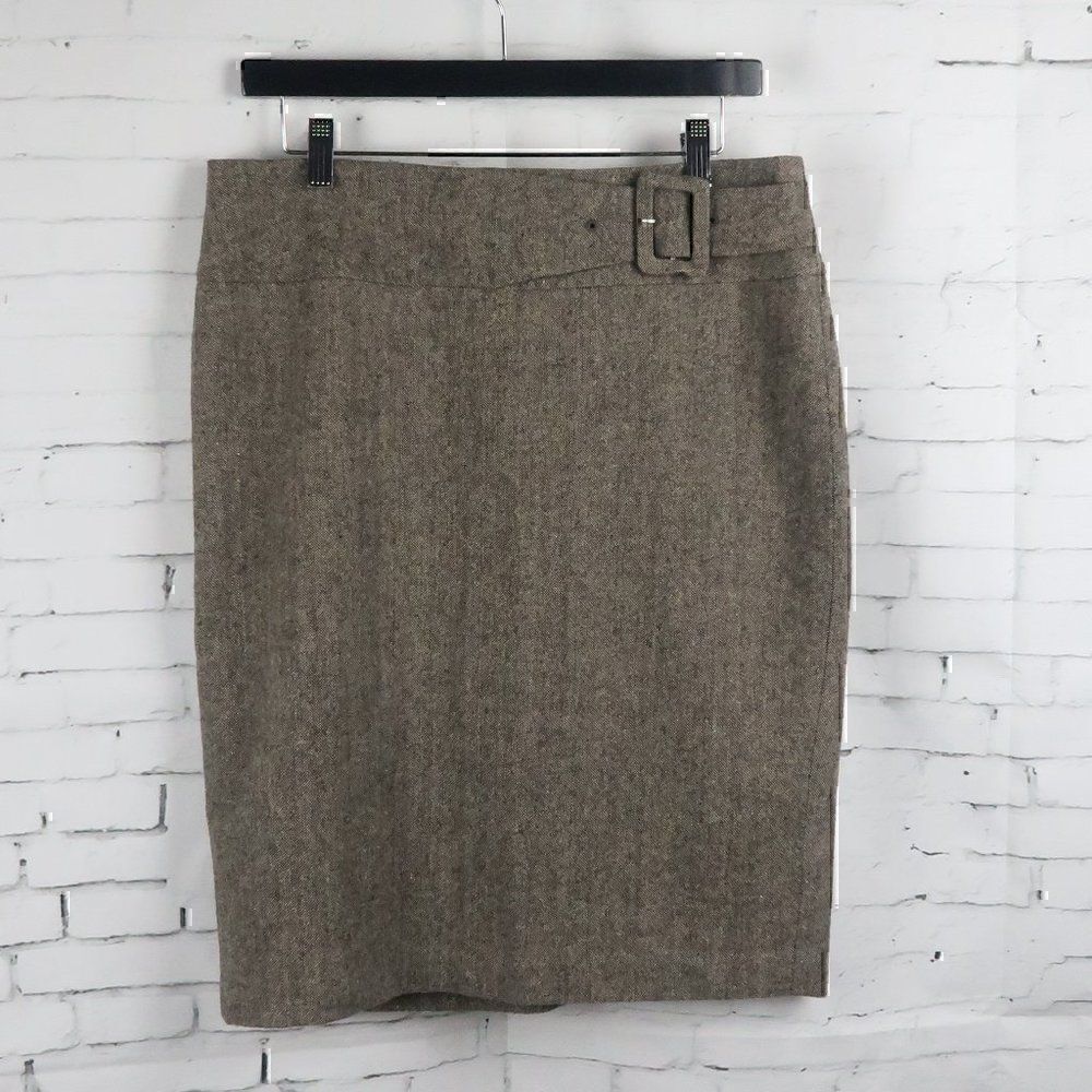 DALIA COLLECTION BROWN TWEED WOOL BLEND PENCIL SKIRT SIZE 8